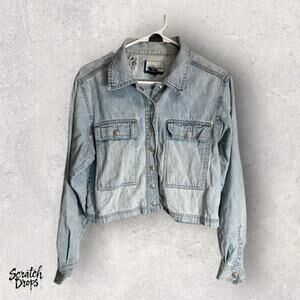 Express Women Blue Denim Jacket Size Medium Vintage Jean Coat Casual Retro Style